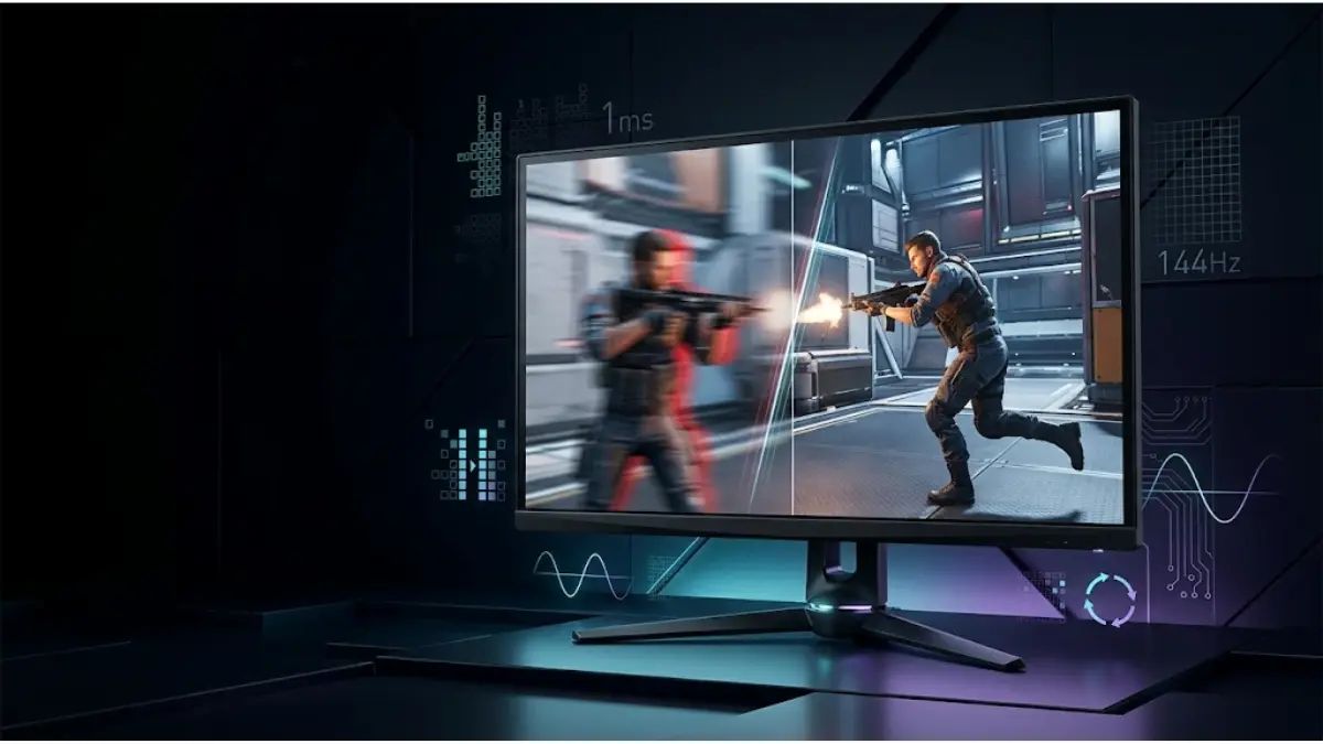 Gaming monitor response time comparison showing clear motion and ghosting